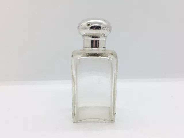 Antique Sterling Silver Topped square Glass Dressing Table perfume scent Bottle