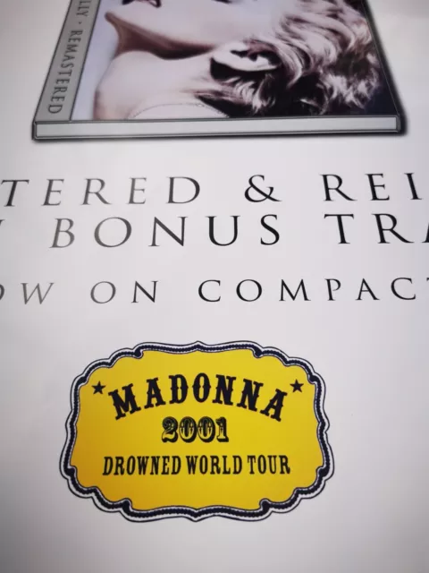 MADONNA POSTER Drowned World 2001 UK PROMO ONLY WEA Tour Poster Mint Rare 3ft x 3