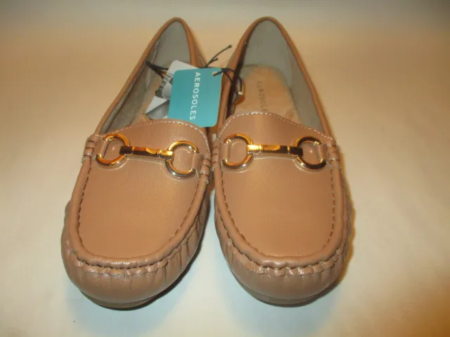 NWT Aerosoles Bassen Womens  7  Tan Horsebit Faux Leather Cushion Loafers