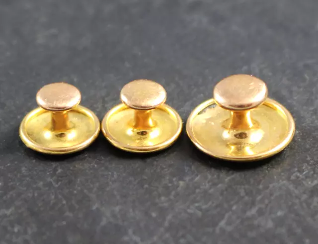 Vintage 9ct Solid Gold Trio of Shirt Dress Studs  1930s