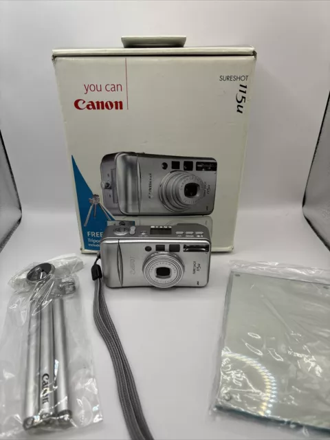 Canon Sure Shot 115U 35mm Point and Shoot Film Camera Free Tripod & Photo Frame