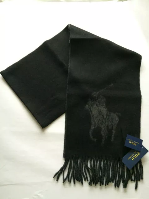 Ralph Lauren Polo Big Pony Reversible Wool Scarf New