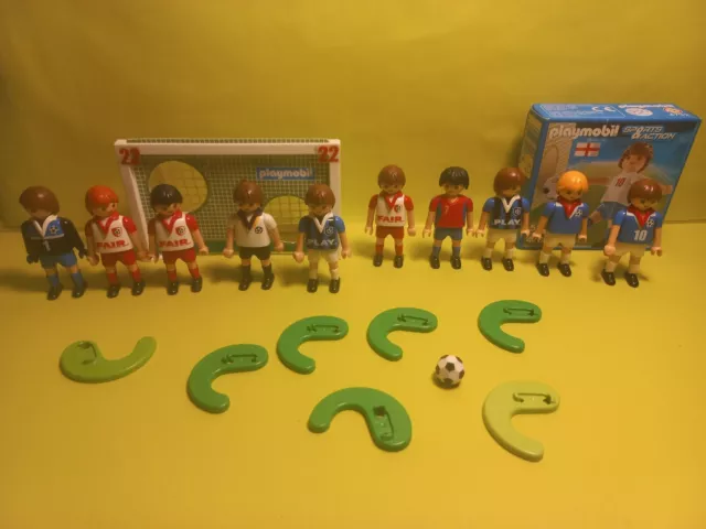 Lot de 10 footballeurs Playmobil tout thème foot, Bon état personnages figurines