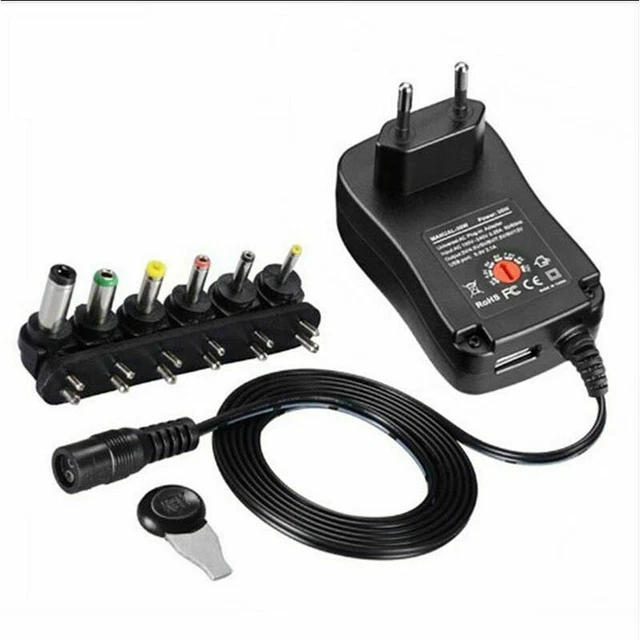 Alimentatore Universale 12W 3-12V AC/DC 1A Con 10 Spinotti E Selettore Di Tensione - Per Router LED CCTV Radio - 4