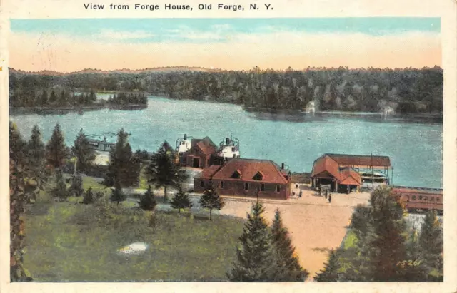 OLD FORGE, New York NY   BIRD'S EYE VIEW From FORGE HOUSE   c1920's Postcard