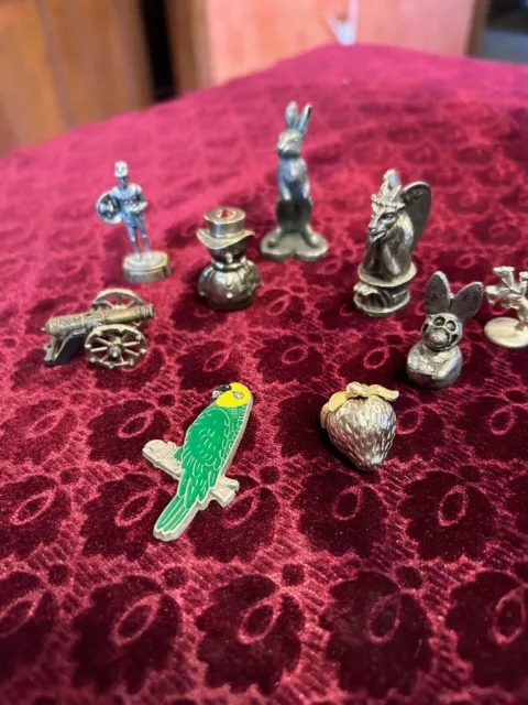 Lot of 9 Mixed Metal Miniature Figures Figurines Cannon, parrot, knight PLUS