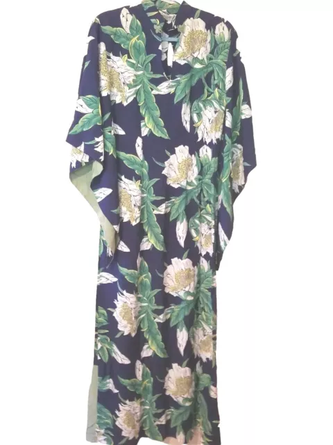 HAWAII SILKY 40'S HAWAIIAN VINTAGE ANTIQUE DRESS  PAKE MU Tropicana label