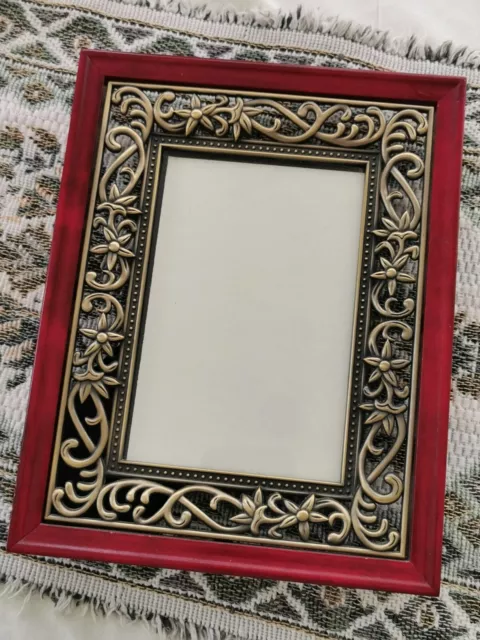 Vtg Connoisseur Bronze Pierced Rose Decor 9x7 inch Picture Frame Art NOUVEAU