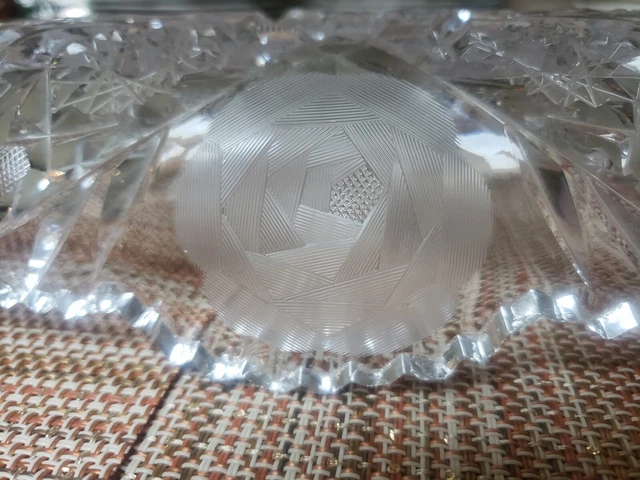 Vintage American Brilliant Period Cut Glass Cristal Fruit Bowl 6