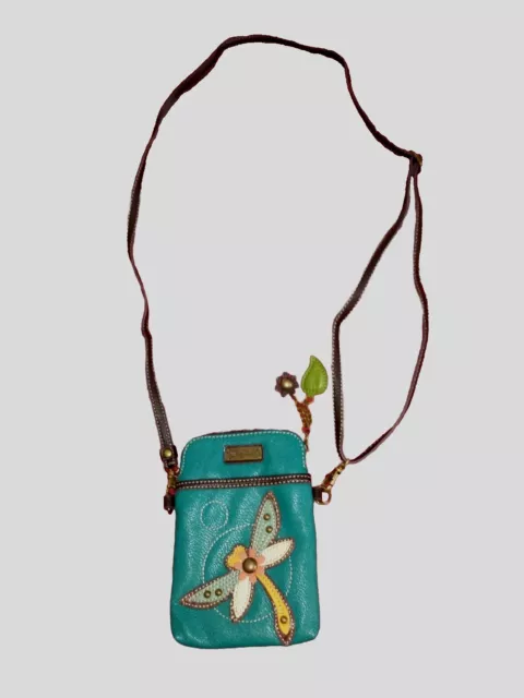 NEW CHALA DRAGONFLY Cell Phone Crossbody Purse Adjustable Strap Teal ...