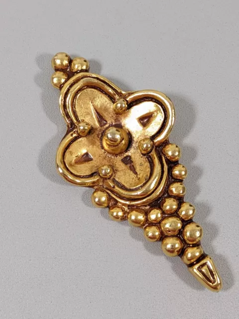 Vintage Ben Amun Gold Tone Etruscan Style Flower Pin Brooch