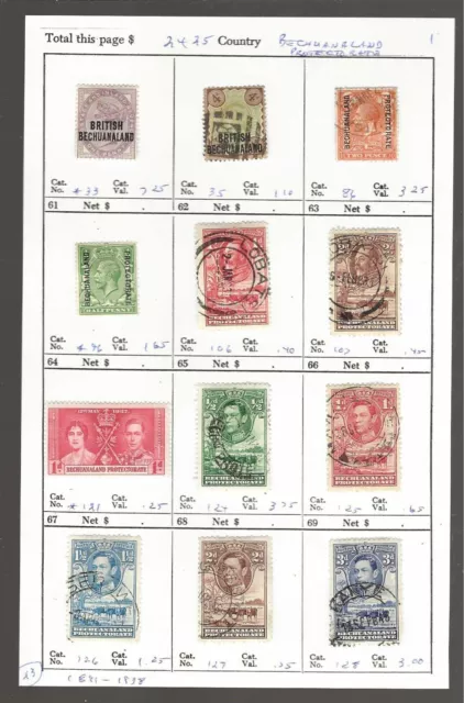 BECHUANALAND Classics...Sc #33/128...M & U...1891/1938...12 Diff...SCV $24.25
