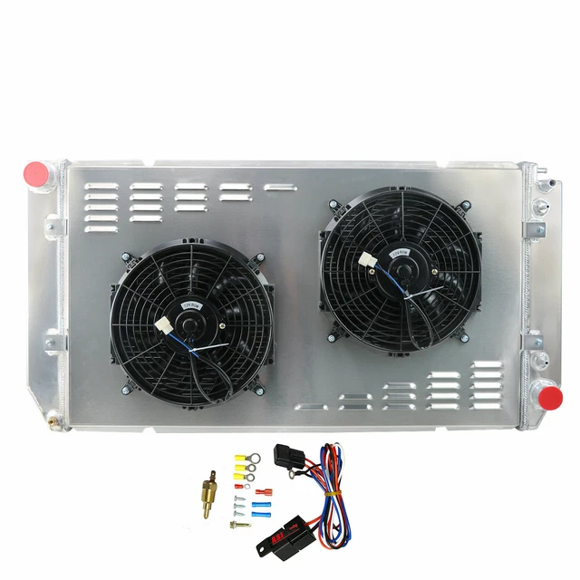 4 Rows Radiator+Shroud Fan Fits 1994-2000 Chevrolet C1500 C2500 C3500 6.5L V8