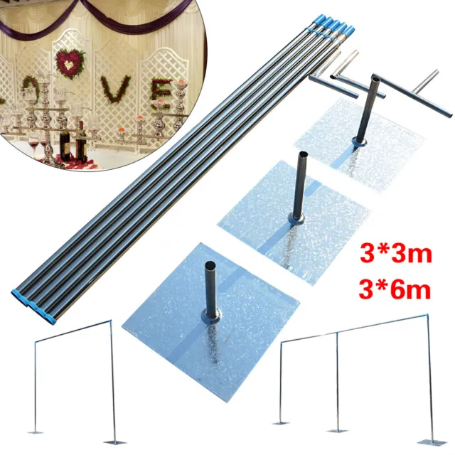 3x3m/3x6m Wedding Party Backdrop Stand Pipe Kit Curtain Frame Stainless steel US