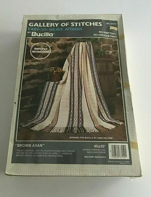 Kit afgano fácil de tejer BUCILLA #37010 / 45"" x 65"" marrón naranja TOTALMENTE NUEVO