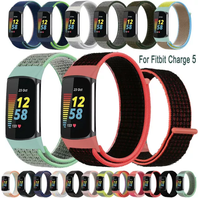 Woven Nylon Sport Loop Band Wrist Strap Smart Watch Bracelet For Fitbit Charge 5