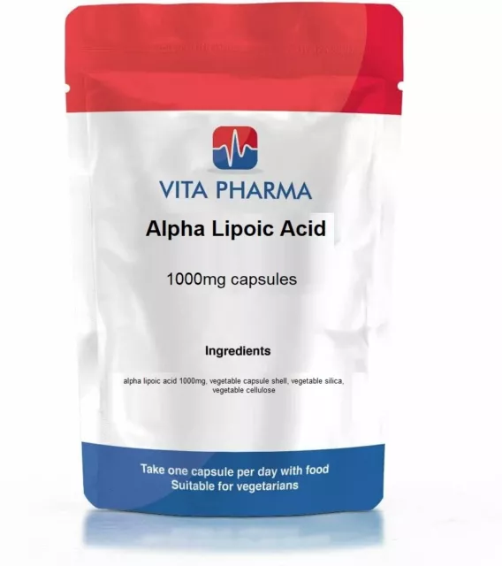 ALPHA LIPOIC ACID  1000mg capsules antioxidant cell damage  VITAPHARMA