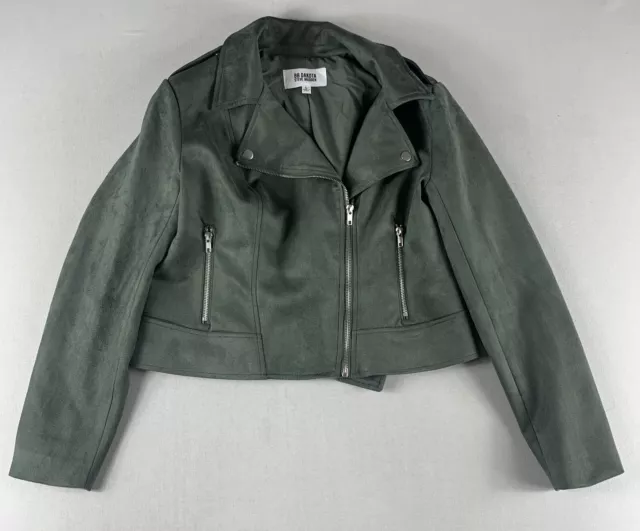 Bb Dakota Faux Suede Moto Jacket Womens Large Green Nwt Steve Madden