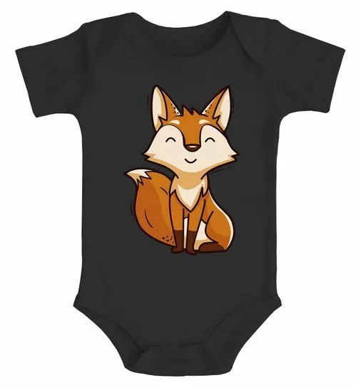 Baby Body T-Shirt kurzarm Bedruckt Fuchs lustige Tiere Tiermotive Fox Babyshirt