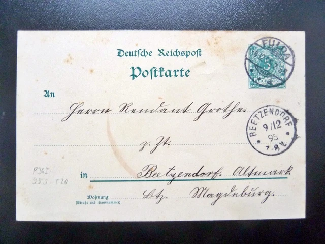 DR-Postkarte P36I, Stempel BEETZENDORF und FULDA 2