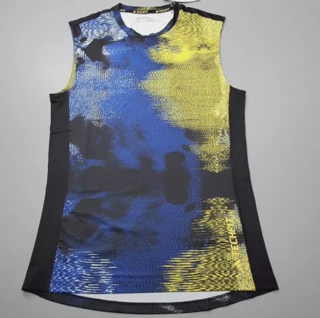NEW Adidas Mens Tech Fit All Over Print Training Tee Tank Top Multicolor Size XL