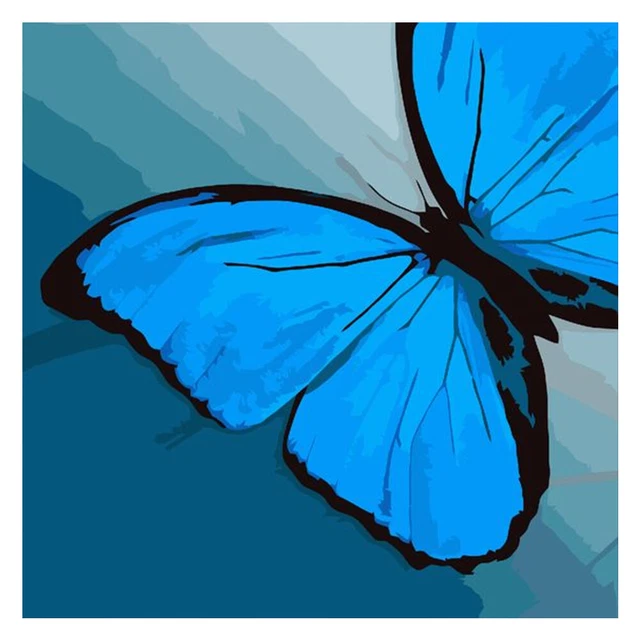 40X40cm Azul Mariposa Sin Marco Cuadro Pintura al Óleo Por Números Cuadro Pintado