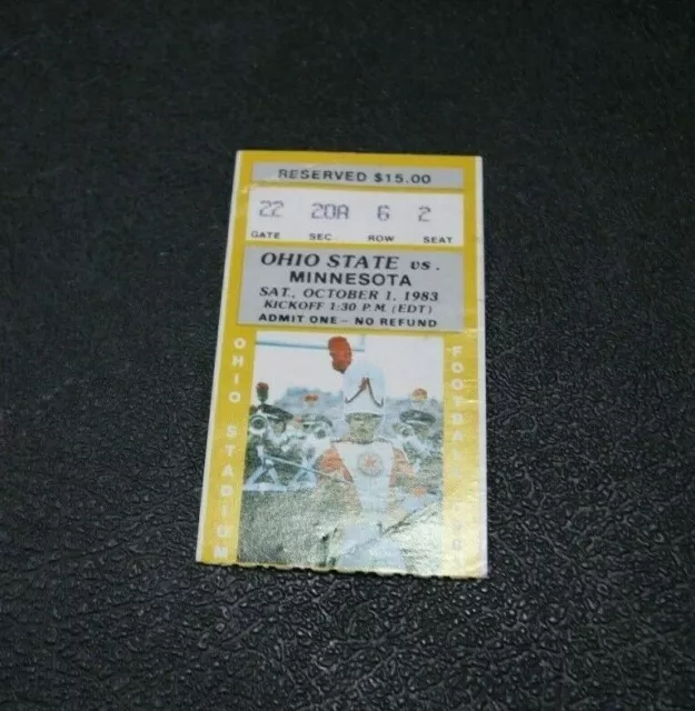 1983 Minnesota Vs Ohio State Ncaa Football Ticket Stub Rare Good Condition