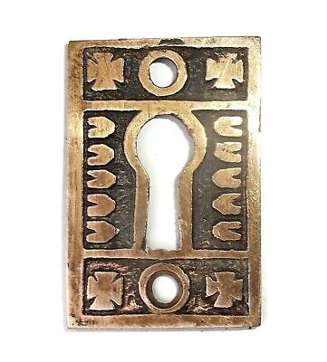 Antique Victorian Eastlake Brass Ornate Key Hole Plate Cover Escutcheon