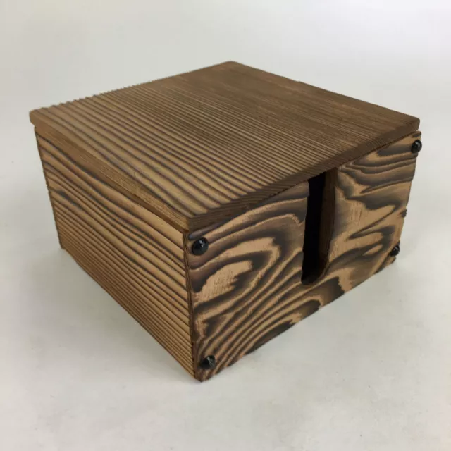 Japanese Wooden Storage Box Vtg Pottery Hako Inside 12.5x12.2x7.1cm WB937