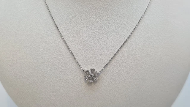 Collier En Or Blanc 18 Carats Avec Diamants Naturels - Poids 1.41g, Neuf Avec étiquettes