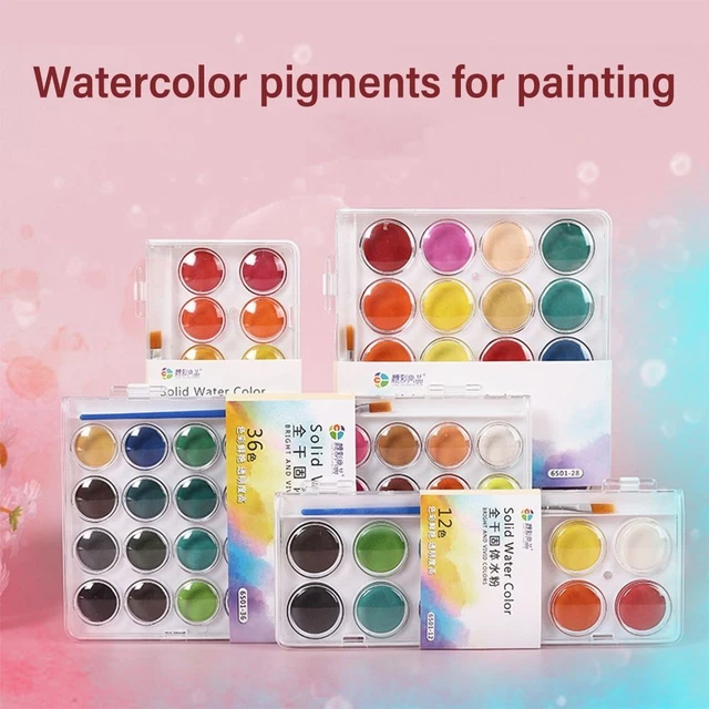 Solid Watercolor Paint Set with Water Brush Pen Painting Pigment Set  Students