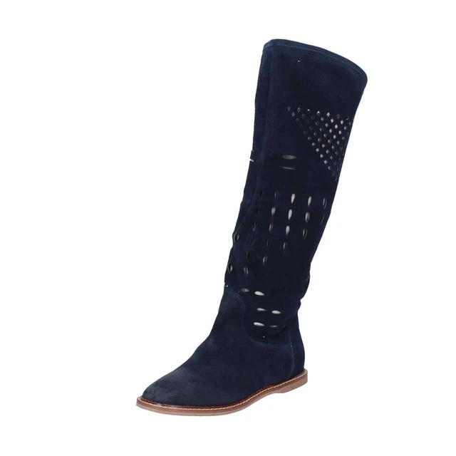 Chaussures Femme GIANNI CRASTO 38 Ue Bottes Bleu en Daim EZ738-38