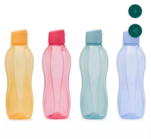 Tupperware Drink Bottle  Gen I ECO Water Bottle 1L Eco Bottle Set New (4 Pack)