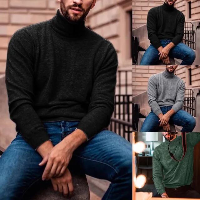 New Arrival Men's Knitted Turtleneck Sweater Jumper Pullover Winter Top