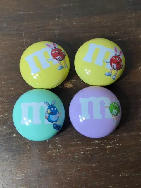 Vintage M&M Candy 3" Metal Tin Lot Empty Containers Lot Of 4 Easter Bunny M & M