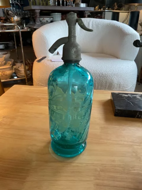 Ancien Siphon Eau De Seltz Bleu