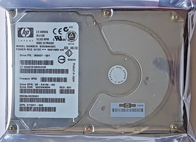 Disque Dur HP/Compaq 72,8 Go – 10k RPM, Ultra3 SCSI, 3.5 Pouces, SCA