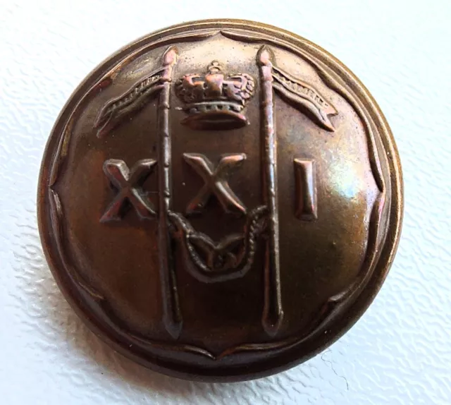 Victorian 21St Lancers O/R's Brass Button