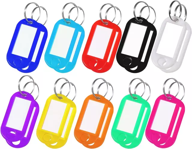 20 x Clé Mini étiquette ID Nom d'étiquette en plastique Support Petit  Porte-clés Étiquettes couleurs assorties bureau Factory Lot