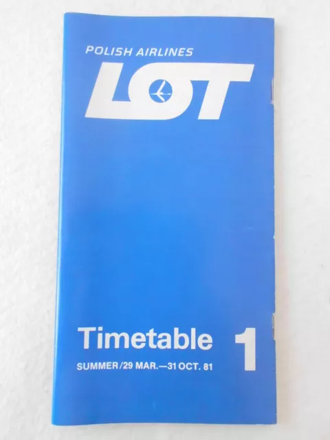 System Timetable Lot Polish Airlines 1981