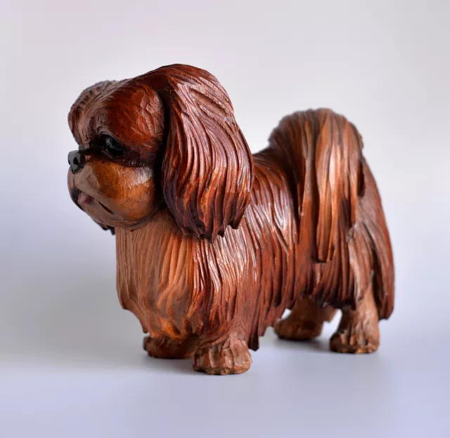 Vintage Lovely Well Carved Wood Pekingese Pekinese Dog VGC Blackforest ?