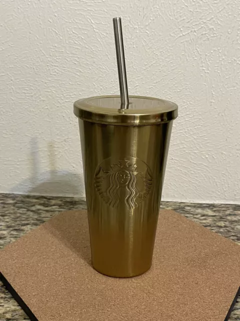 Starbucks Gold Copper Stainless Steel Cold Brew Hot Coffee Tumbler 16 Oz  Grande