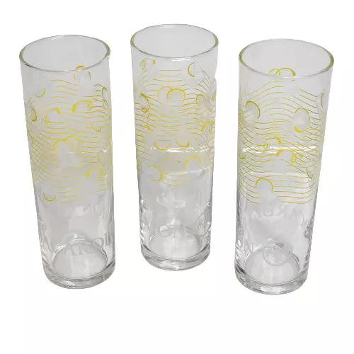 Libbey Bacardi Limon Rum Highball Glasses - 7" Tall - Lemon Design - 3 Glasses