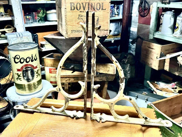 Antique Shelf Brackets Rustic Heavy Industrial Cast Iron Mantle Vintage