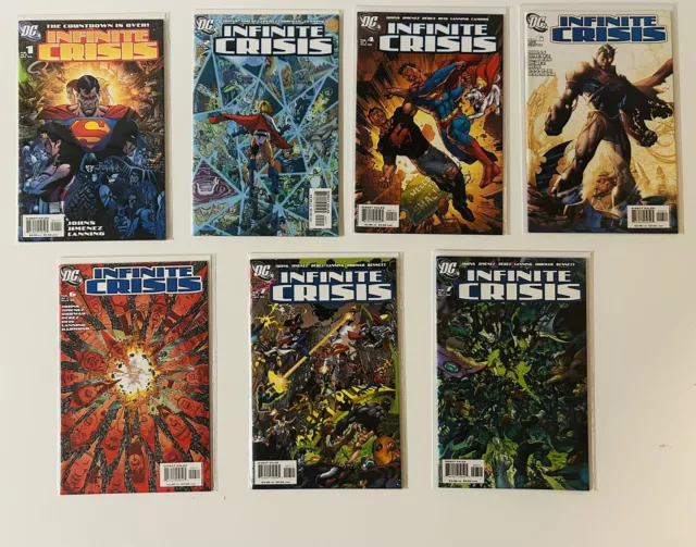 Lot x 7 DC Infinite Crisis #1 2 4 6 7 incl 4 Perez VARIANT Comic 2005 NR NM