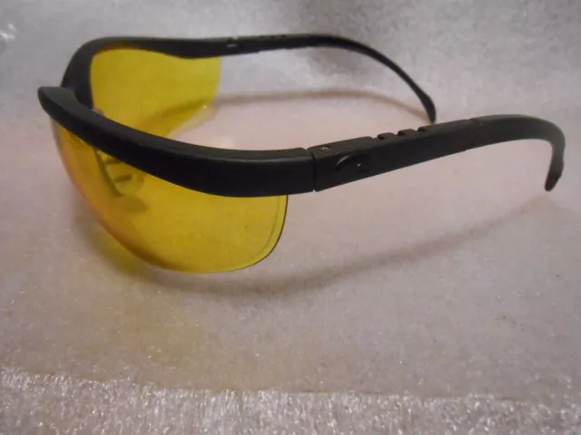 Crews High Impact Yellow Lens Black Frames Safety Glasses 99.9% UV Protection