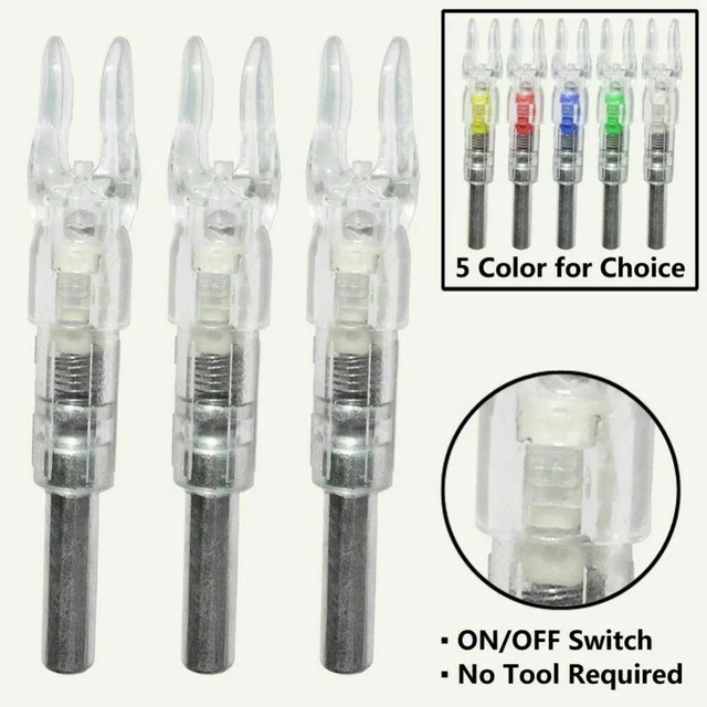 US Automatic LED Shooting Archery Arrows Lighted Nocks ID 6.2mm Arrow Nock Tail 3