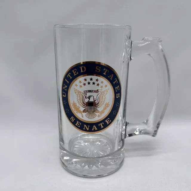 United States Senate Stein Glass Gray Gold Logo Mug Cup Barware Vintage Usa Euc