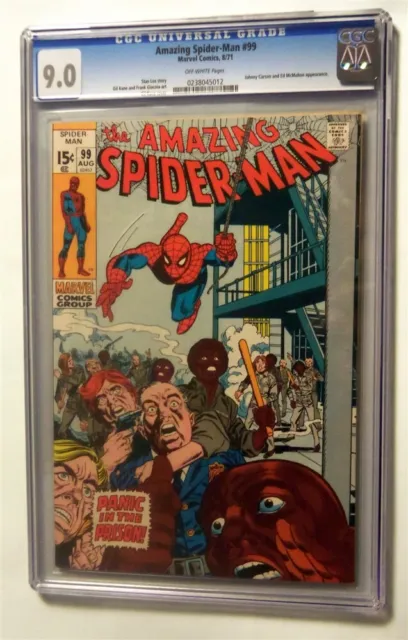 Amazing Spiderman #99 Cgc 9.0 Very Fine To Near Mint 1971 Off White Pages