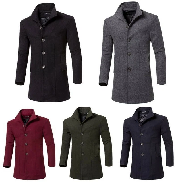 Fashion Coat Trench Men's Jacket Winter Warm Wool Coat Overcoat Outwear Long